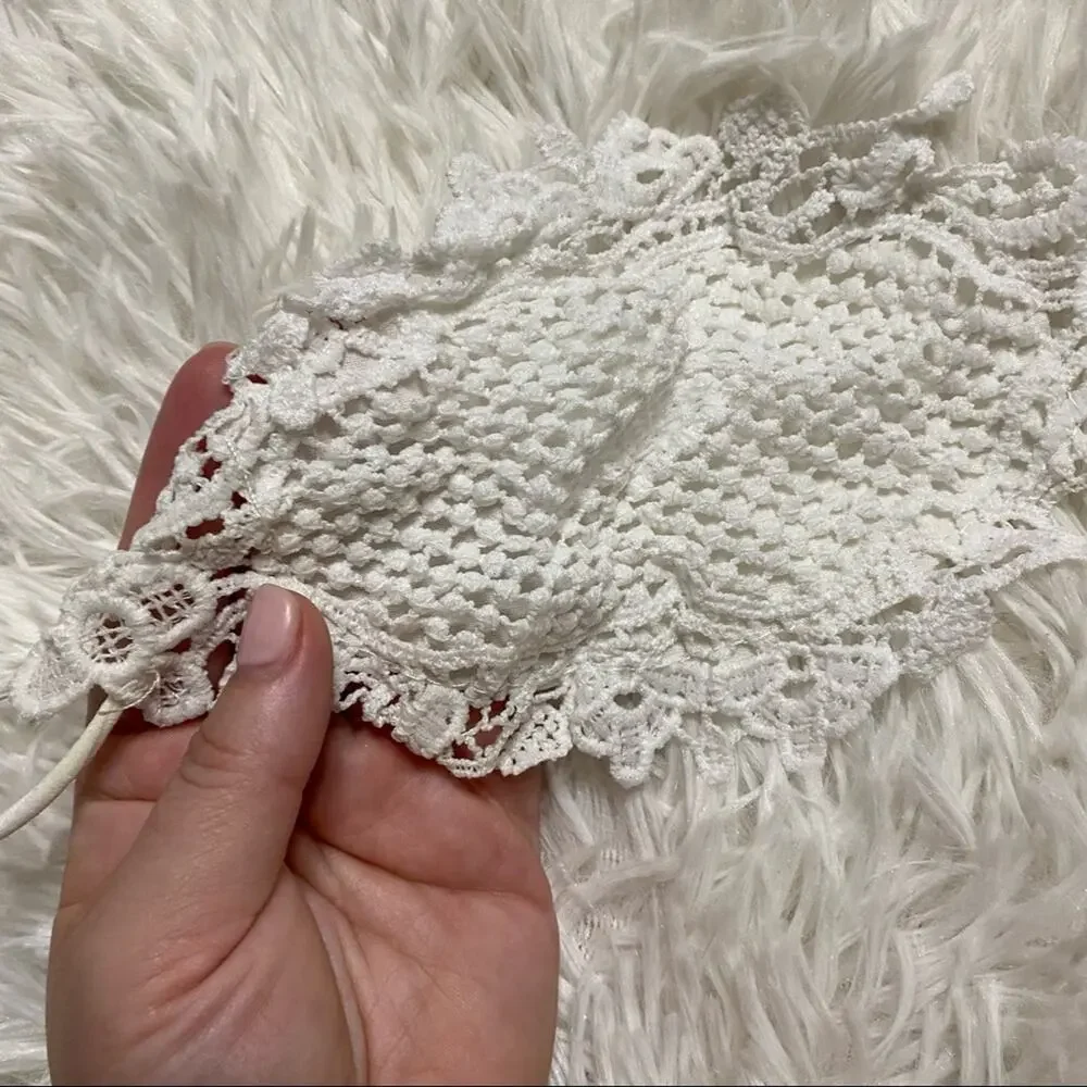 Toddler Girls White Crochet Lace Face Mask